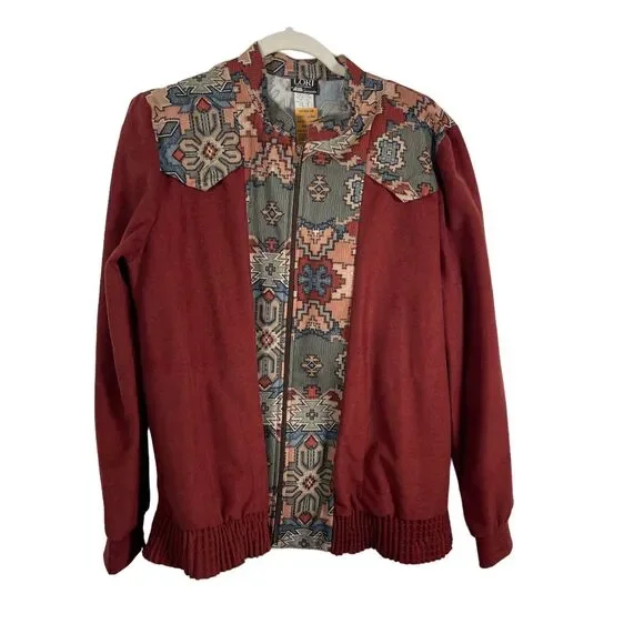 Lori of California AM Casuals Vtg Tribal Full Zip Jacket Western Boho Womens 10 - Picture 2 of 7